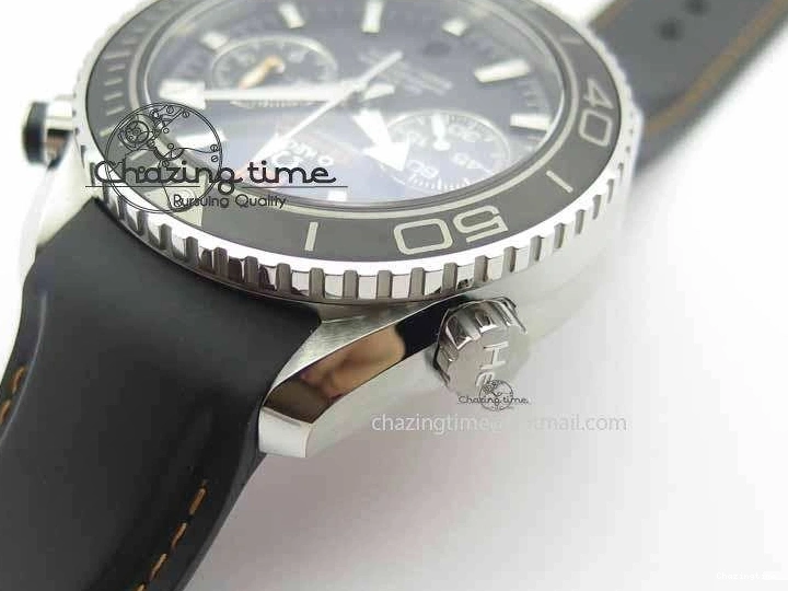 0115 Planet Ocean Master Chrono 45mm SS OM 1:1 Best Edition Black Dial Orange 12 On Rubber Strap A Durable 8169